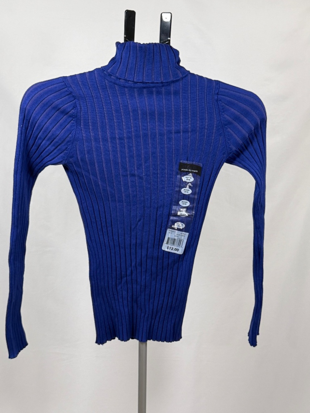 George Cobalt Blue Ribbed Turtleneck Top XS Power Rib Stretch NWT Y2K